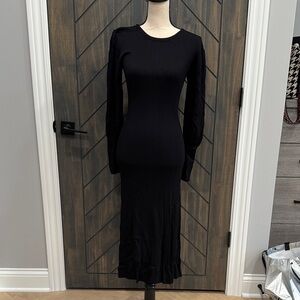 Zara Black Long Sleeve Midi Dress